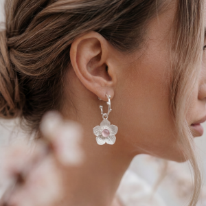 tsirane flower charm hoop earrings